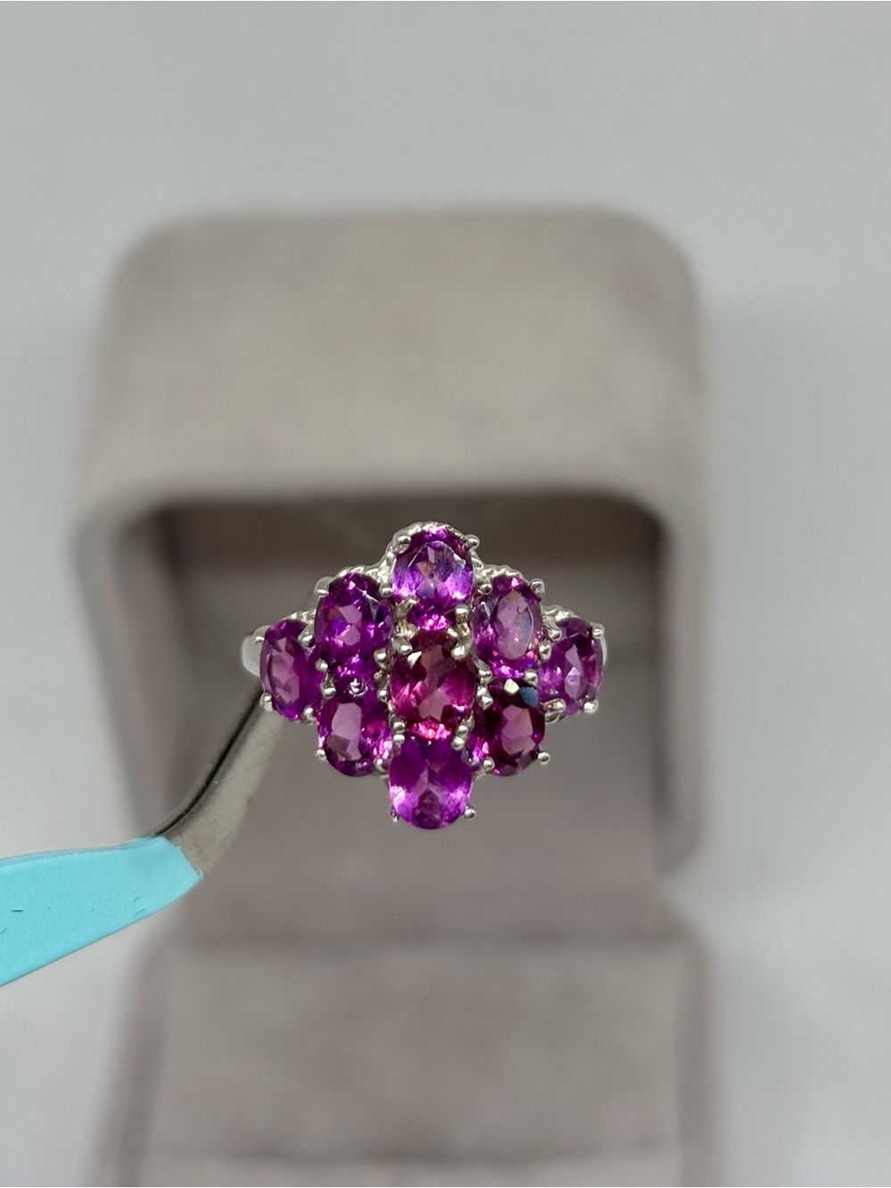 925 Sterling Silver Pink Rhodolite Garnet Ring, size 6.5